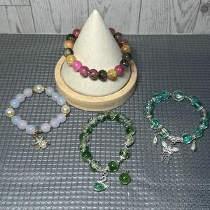 Multicolor Beaded Charm Bracelets Set